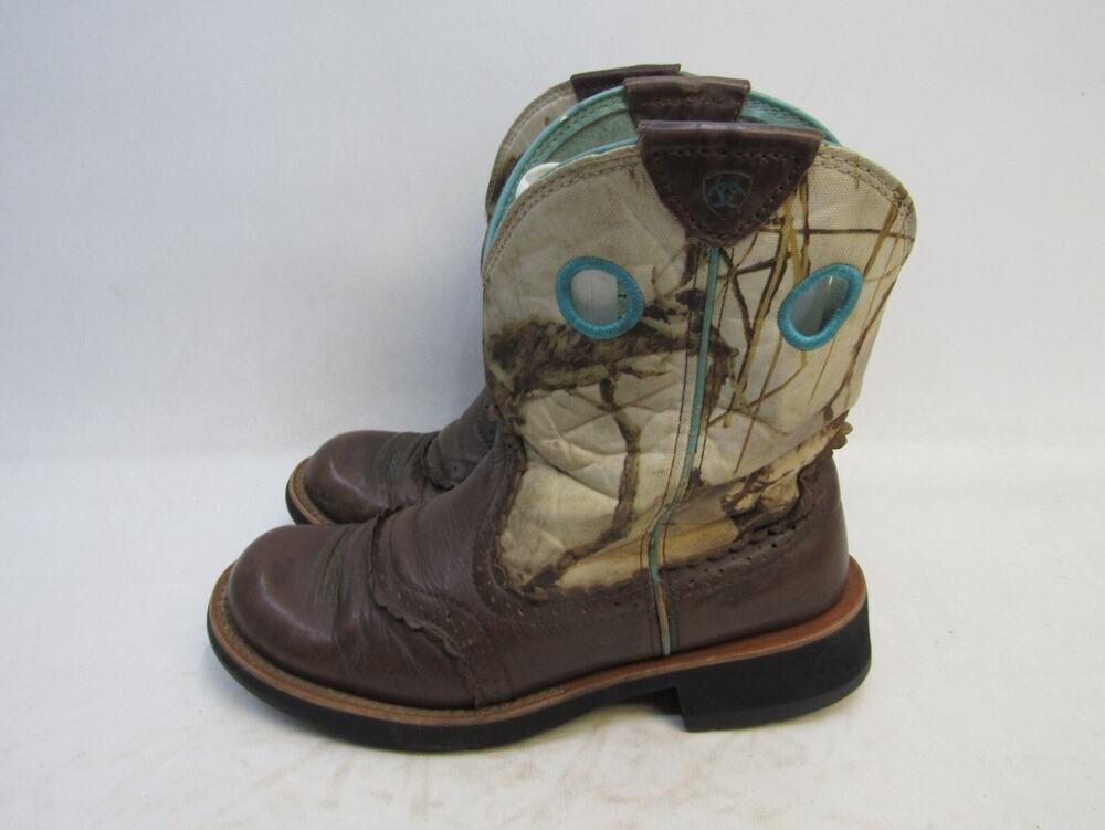 Ariat Fatbaby Womens Size 9 Camo Brown Leather Stockman Buckaroo Cowboy Boots